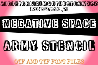 Bold Negative Space Army Stencil Font Designs